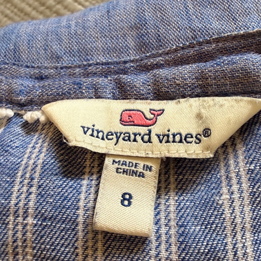 Vineyard Vines Womens Blue Striped 100% Linen Tassel Shift Dress Size 8 - Picture 8 of 9